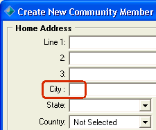 Create New Community Member - Home Address window (NZ example)