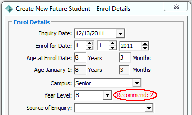 Create New Future Student - Enrol Details (cut down)