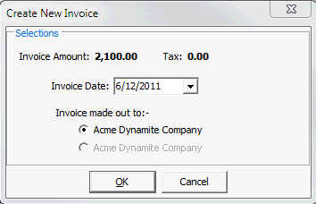 Create New Invoice window