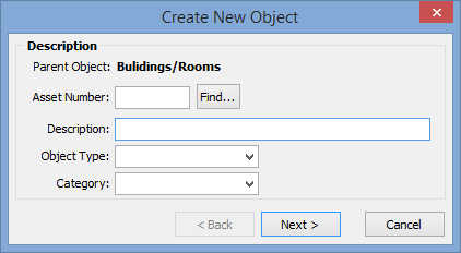 Create new object - Description window