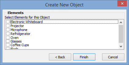 Create New Objects - Elements window