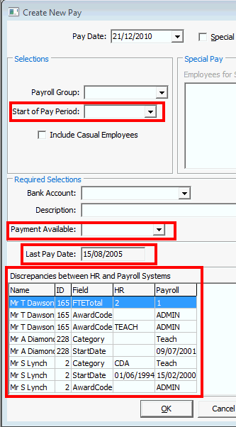 Create New Pay (cut down, highlighted)