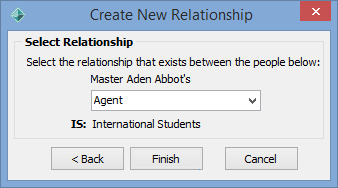 Create New Relationship - Select Relationship (agent,2)