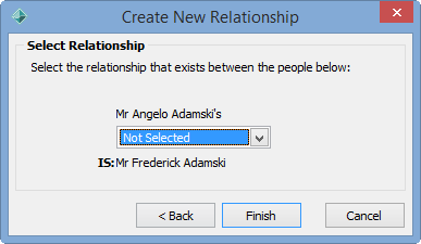 Create New Relationship - Select Relationship window