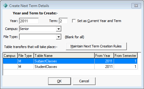 Create Next Term Details (selected file type)