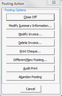Creditor - Posting Action