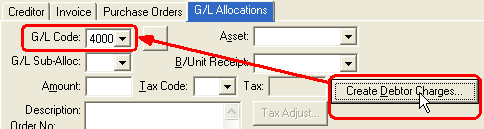 Creditor Invoice Entry - GL Allocations tab (cut down)