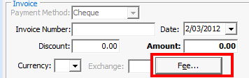 Creditor Invoice Entry - Invoice tab(cut down, Fee highlighted)