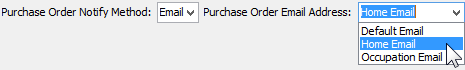 Creditor Maintenance - Account tab (Purchase Order Email Address, cut down)