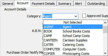 Creditor Maintenance - General tab (cut down)
