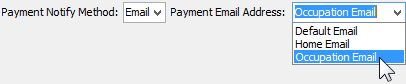 Creditor Maintenance - Payment Details tab (Payment Email Address, cut down)