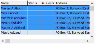 Current attendees tab (records selected, Events maintenance)