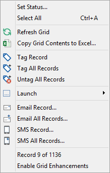 Current attendees tab right-click menu (Events maintenance)