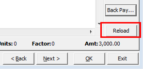 Current Pay Maintenance - Detail tab (cut down, Reload button highlighted)