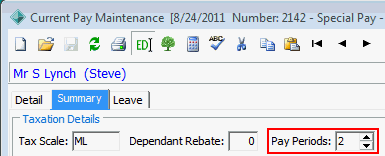 Current Pay Maintenance - Summary tab (cut down)