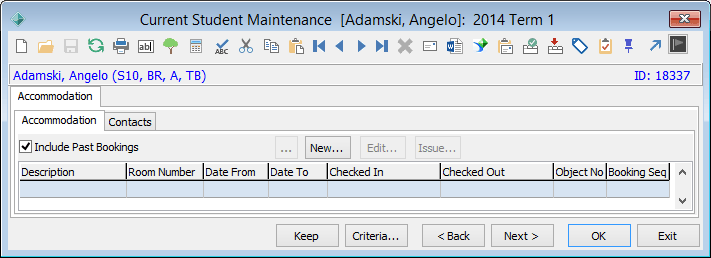 Current Student Maintenance - Accommodation tab - Accommodation sub-tab