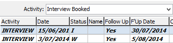 Current Student Maintenance - Activity tab (cut down)
