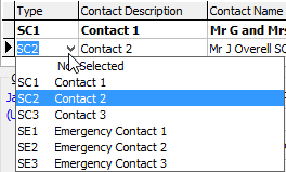 Current Student Maintenance - Contacts tab (Type field)
