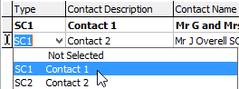 Current Student Maintenance - Contacts tab (grid)