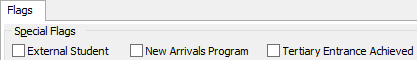 Current Student Maintenance - Flags tab (cut down)