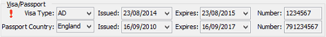 Current Student Maintenance - Flags tab (Visa/Passport area)