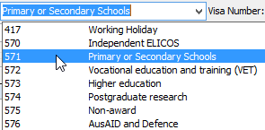 Current Student Maintenance - International tab (Subclass field)