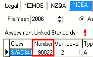 Current Student Maintenance - NCEA tab (Number column)