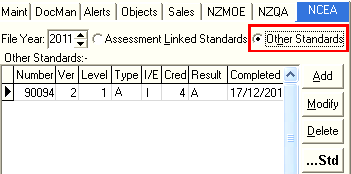 Current Student Maintenance - NCEA tab (cut down)