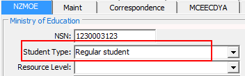 Current Student Maintenance - NZMOE tab (Student Type)