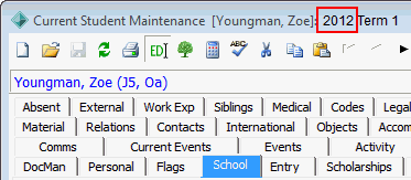 Current Student Maintenance - Personal tab (cut down)