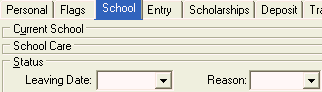 Current Student Maintenance - School tab (cut down)