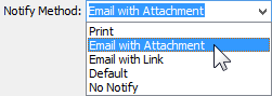 Debtor Maintenance - Debtor tab (Notify Method, drop-down list)