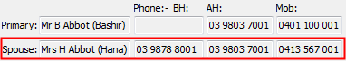 Debtor Maintenance - Debtor tab (spouse details, cut down)