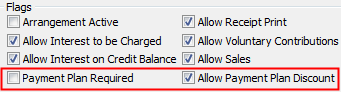 Debtor Maintenance - General tab (payment plan flags, cut down)