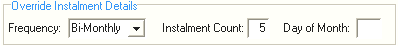 Debtor Maintenance - Instalments tab (override instalment details)
