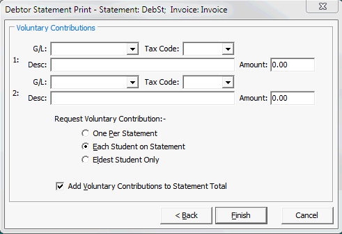 Debtor Statement Print - Voluntary Contributions window