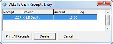 DELETE Cash Receipts Entry window