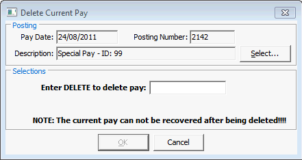 Delete Current Pay window