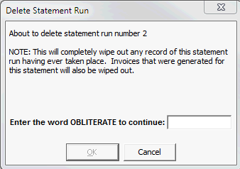 Delete Statement Run window