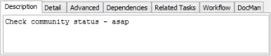 Description tab (Community Maintenance - Action Centre tab)