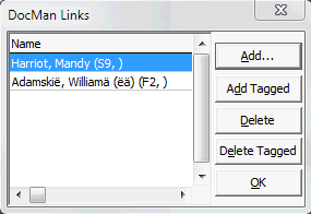 DocMan Links window