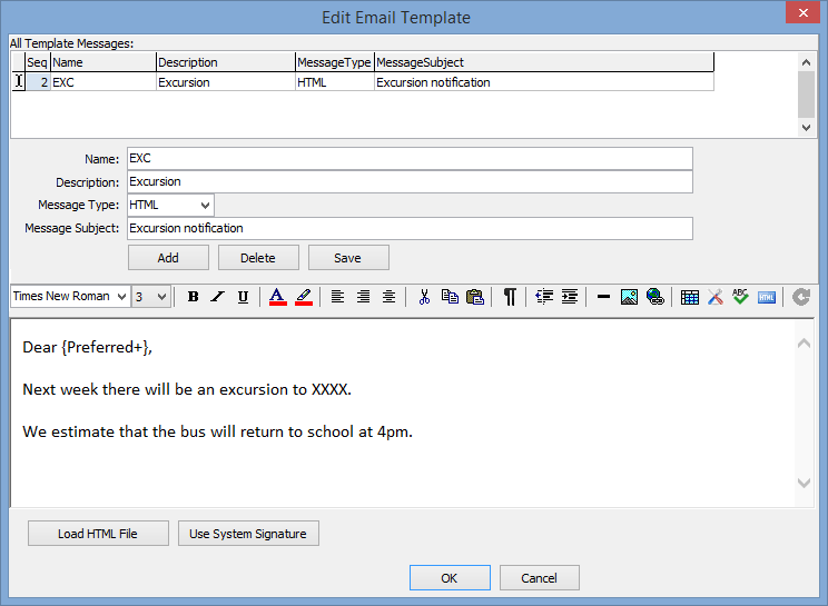 Edit Email Template