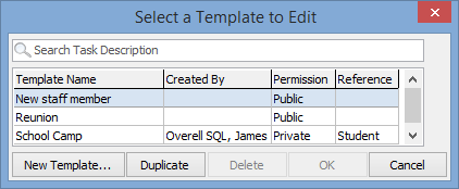 Edit Template window