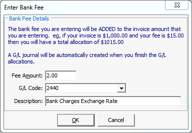 Enter Bank Fee