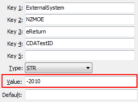 eReturn CDATestID configuration setting
