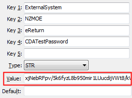 eReturn CDATestPassword configuration setting