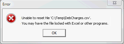 Error - Unable to import charges - file locked