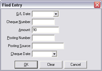 Find Entry window