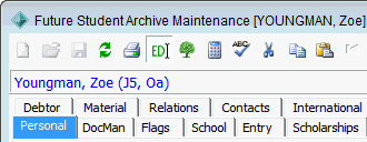 Future Student Archive Maintenance - Personal tab (cut down)