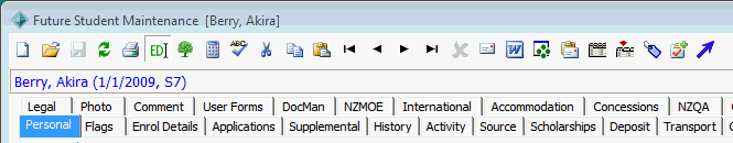 Future Student Maintenance - Personal tab (new student)
